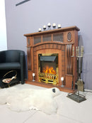 Camino Elettrico da Pavimento 112x115x30 cm Effetto Fiamma 2000W Amsterdam & Galileo Gold Noce