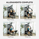 Stazione Fitness Multifunzione con 45 kg di Pesi 160x108x200 cm Nero  
