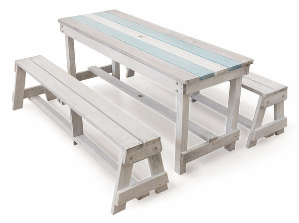 sconto Set Birreria da Giardino Tavolo e 2 Panche in Legno Soriani Bianco