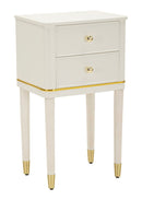 Comodino Camille Bianco 40x30x71 cm in Pino e MDF e Ferro      