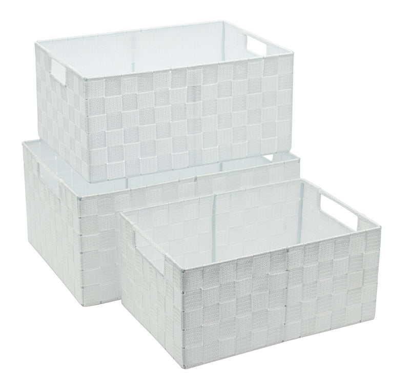 Set 3 Cestini Portatutto con Manici in Polipropilene Bianchi