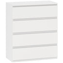 Cassettiera 80x39x95 cm 4 Cassetti Moderna senza Maniglie per Camera e Soggiorno in Legno Ingegnerizzato Bianco      
