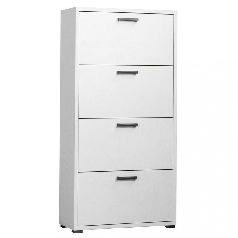 Scarpiera 4 Ante a Ribalta 75,3x33x151,8 h cm in Truciolare bilaminato Bianco Cemento