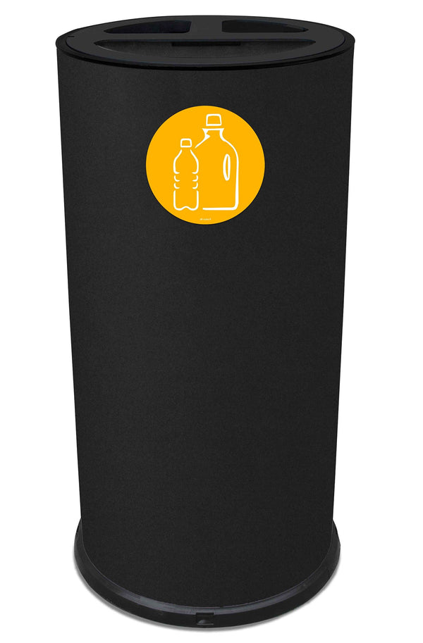 Pattumiera Per Raccolta Differenziata Ø35xh72 cm In Acciaio Verniciato 3 Scomparti Nero sconto