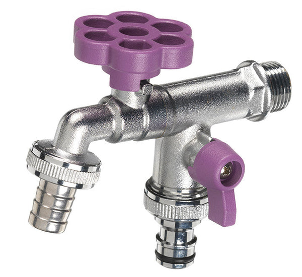Rubinetto a Sfera Doppio per Fontana da Giardino con Fiore e Leva Colorate Belfer RUB/030 Viola online