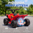 Quad Elettrico per Bambini 18-48 Mesi 6 V 2 km/h 67x38,5x43 cm con Marce Avanti Portata 25 kg in PP e Acciaio Rosso      