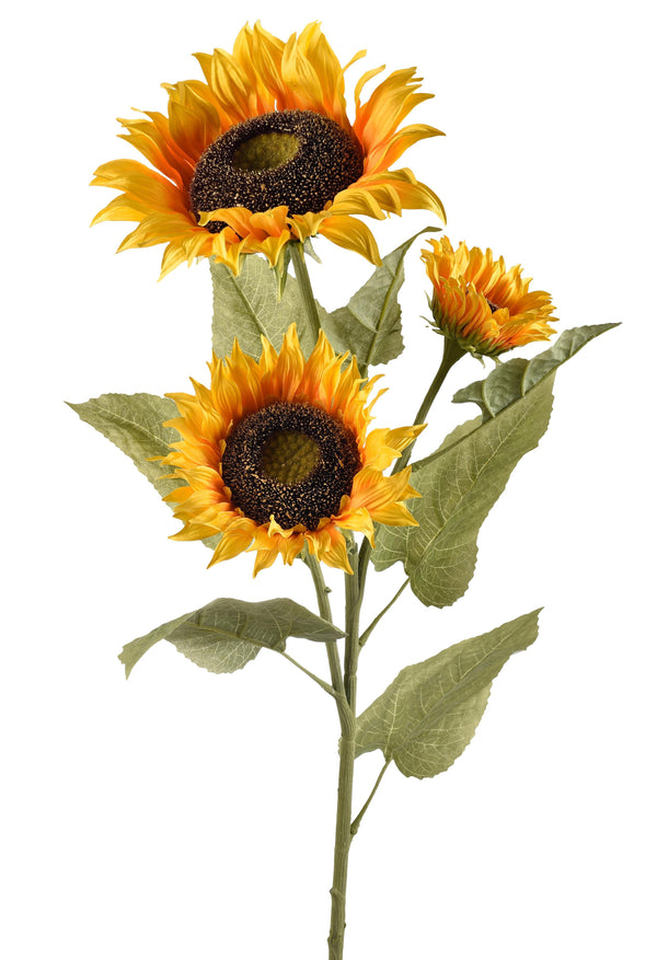 Set 2 Girasole Artificiale con 3 Fiori Altezza 95 cm Giallo prezzo