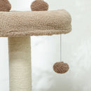 Albero Tiragraffi per Gatti 3 Livelli 48x40x88 cm Cuccia Rialzata in Juta e Peluche Bianco e Marrone
