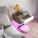 Set 2 Comodini Sospesi 37x32x21 cm con LED RGB Integrati e Regolabili con APP Cassetto e Ripiano in Melamina Bianco e Color Legno      