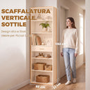 Libreria Verticale Alta a 7 Ripiani 60x24x182 cm con 6 Cubi e Cassetto in MDF Bianco      
