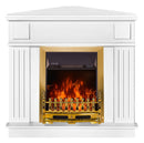 Camino Elettrico da Pavimento ad Angolo 100x100x50 cm Effetto Fiamma 2000W Marina & Galileo Gold Bianco