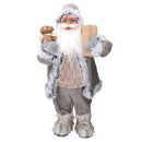 Babbo natale in tessuto grigio e beige cm xh80