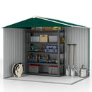 Casetta Box da Giardino Porta Attrezzi 236x174x190 cm con Porte Scorrevoli in Acciaio Verde 