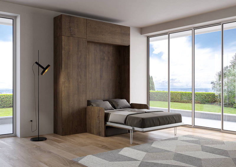 Letto 1 Piazza e Mezzo a Scomparsa Salvaspazio con Sofà Kentaro H250 cm Marrone