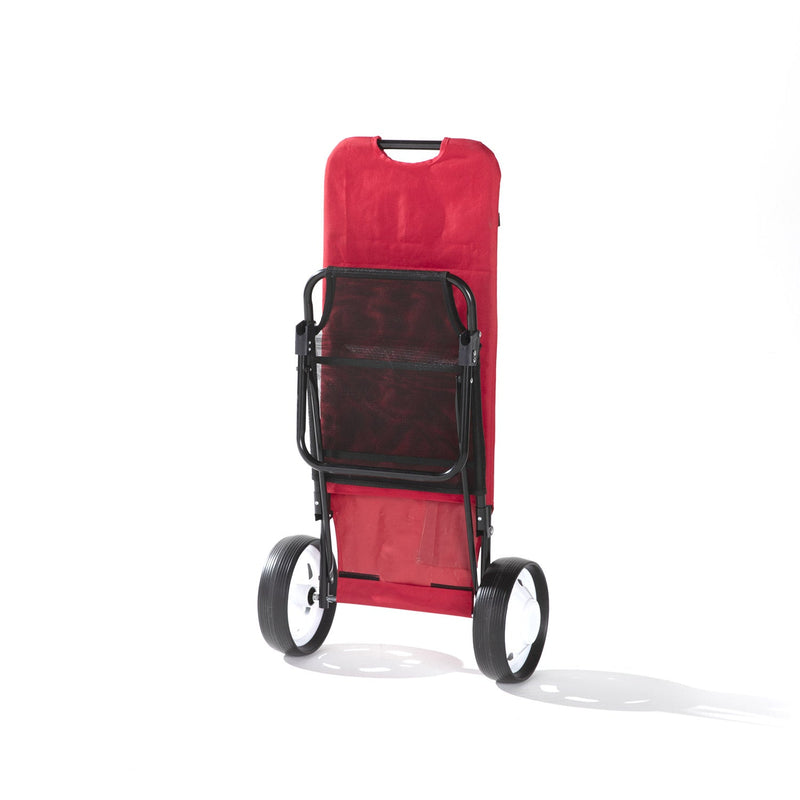 Carrello da Spiaggia PortaOggetti e Porta Ombrellone in Acciaio Beach Rosso