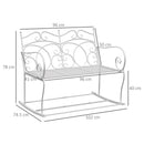 Panchina a Dondolo da Giardino 2 Posti in Ferro Shabby Bianco 102x74.5x78 cm 