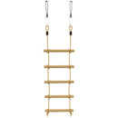 Scaletta per Bambini 3-8 Anni a 5 Pioli con Fibbie e Cinghie in Legno e PE Color Legno      