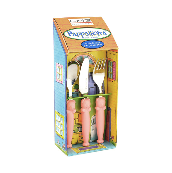 prezzo Set Posate per Bambini in Acciaio Eme Pappallegra Rosa
