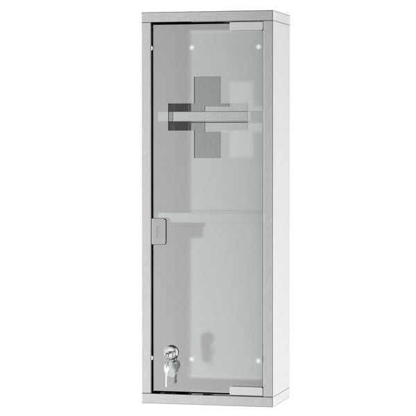 sconto Armadietto per Medicinali 20x12x58 cm 3 Ripiani in Acciaio e Vetro Argento