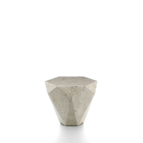 sconto Tavolino da Soggiorno 60x60x50 cm in Pietra Fossile Diamond small Beige