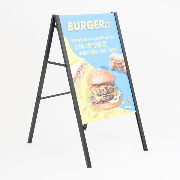 prezzo Espositore Pubblicitario Bifacciale a Cavalletto Pieghevole 115x63,4x80 cm in Metallo Nero