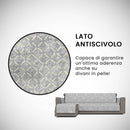 Copridivano con Penisola Sinistra in Poliestere e Cotone Grigio Chiaro Varie Misure