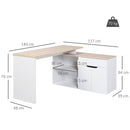 Scrivania da Ufficio Angolare 2 Ripiani 140x117x76 cm in Legno 