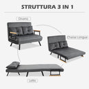 Divano Letto Schienale Regolabile 102x73x81 cm in Velluto Grigio Scuro 