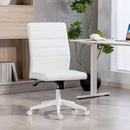 Sedia da Ufficio Ergonomica e Regolabile 58x53x97-107 cm con Schienale Ricurvo in Pelle PU e Acciaio Bianco      