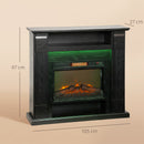 Camino Elettrico da Pavimento 105x27x97 cm 1800W Regolabile con Fiamma 3D Timer e Telecomando Nero      