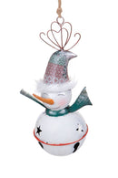 Set 2 Palle di Natale da Appendere Ø 11 cm in Metallo Tiffany Bianco