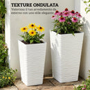 Set 3 Vasi da Esterno 42-55-65 cm Impilabili con Motivo Ondulato in Plastica Bianco      