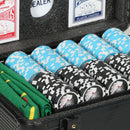 Set 600 Fiches da Poker 2 Mazzi di Carte Tappetino con Valigetta Nero     