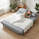 Divano Letto 2 Posti 135x90x78 cm con 2 Cuscini Struttura in Legno e Acciaio in Tessuto Effetto Lino Grigio Chiaro      