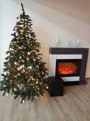 Camino Elettrico da Pavimento 120x127x30 cm Effetto Fiamma 1950W Neon & Mirabella Bianco/grigio