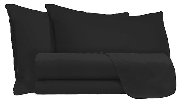 Set Lenzuola Matrimoniale Sopra Sotto e Federein Microfibra Nero sconto