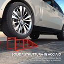 Set di 2 Rampe per Auto 83,5x30,5x27 cm Antiscivolo in Acciaio Rosso      