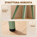 Set 2 Sedie da Pranzo 51x54x84 cm con Seduta Imbottita e Gambe in Metallo in Velluto Verde Scuro      