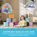 Set 12 Cubi Morbidi per Bambini 20x20x20cm in PU ed EPE Multicolore Scuro  