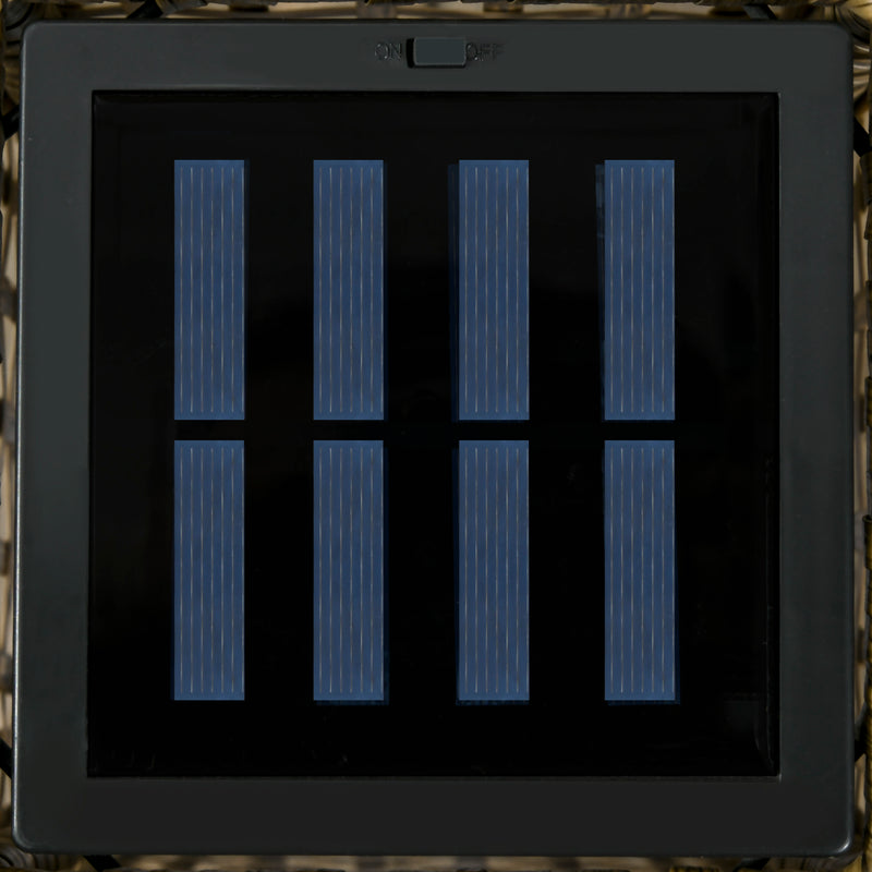 Lampada Solare da Giardino con Pannello di Ricarica 15,5x15,5x69 cm in Acciaio e Rattan Nero e Marrone