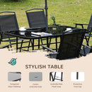 Set Tavolo 6 Sedie Pieghevoli e Ombrellone da Giardino Nero e Grigio