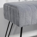 Panca Fondo Letto Imbottita 82x30x47 cm Pelliccia Sintetica Grigia  