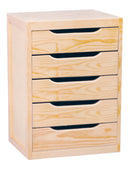 Cassettiera da Tavolo 5 cassetti 39x30x46 cm in Legno di Pino Naturale