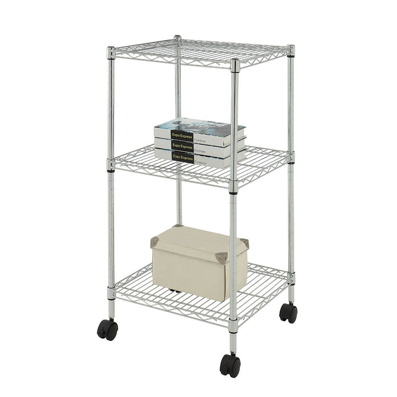 Carrello da Cucina in Acciao con Rotelle 3 Ripiani 45x45x91cm Fumer Iron Tower