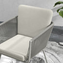 Set da Giardino 2 Sedie in Stile Boho e Tavolino in Vetro in Rattan Grigio Chiaro   