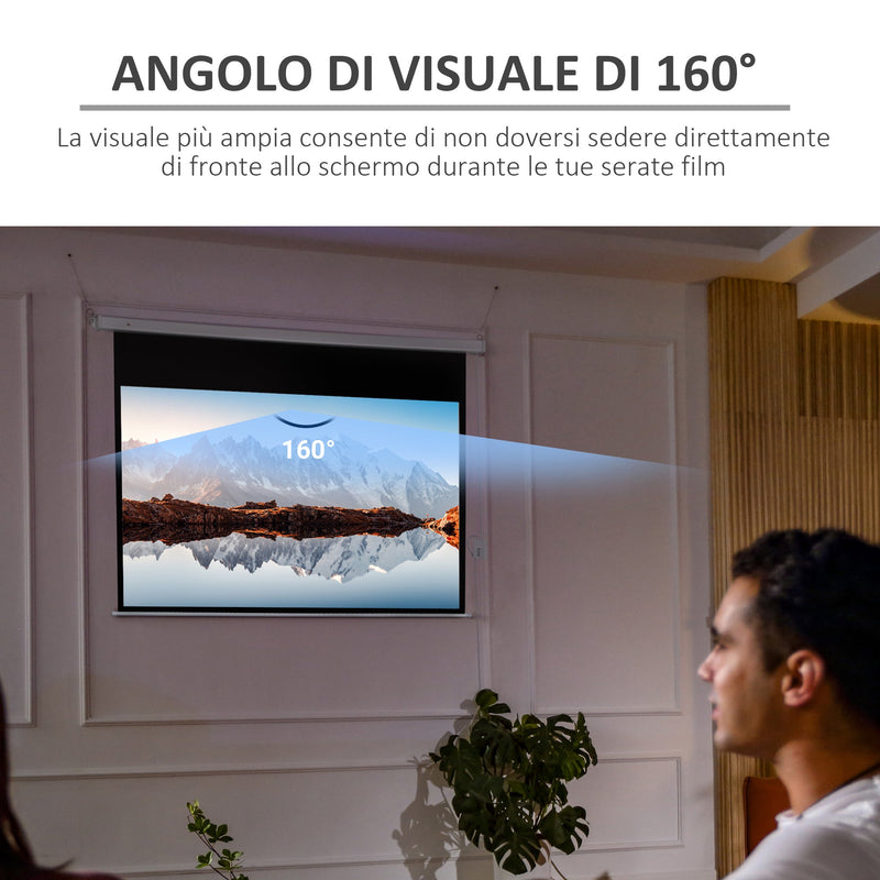 Telo Schermo Da Proiezione 100″ 16:9 In PVC – Grigio Anti-Luce Con Bordo Nero