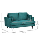 Divano 2 Posti 160x87x87 cm  in Tessuto  Verde