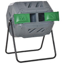 Compostiera da Giardino 71x65x96 cm Girevole a 2 Sezioni con 8 Prese d'Aria in Acciaio e PP Grigio  
