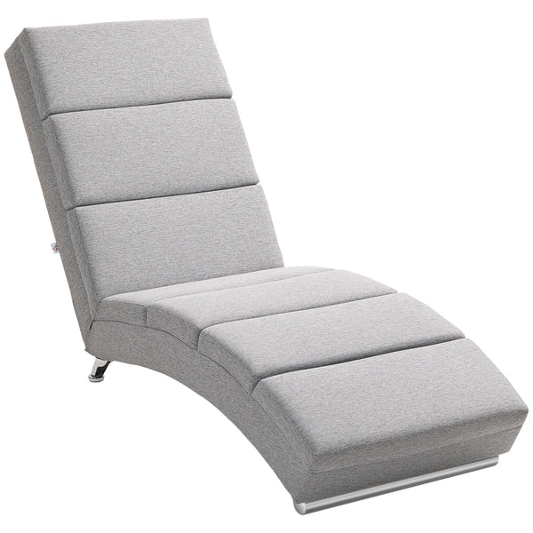 Poltrona Chaise Longue Reclinabile con Schienale Alto 160,5x60,5x93 cm in Tessuto Effetto Lino Grigio Chiaro online