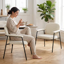 Set 2 Poltrone da Salotto 64x67x76,5 cm in Ciniglia con Schienale Sagomato e Struttura in Metallo Crema      